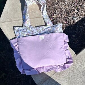 Floral and Lavender Fabric tote by PrettyAtelier
